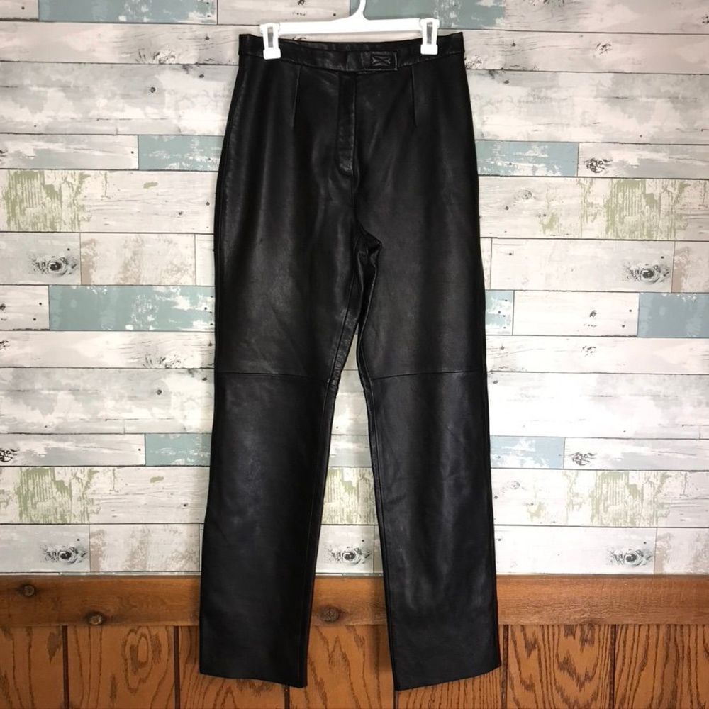 Jacqueline Ferrar black leather pants #487